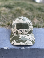 Кепка-бейсболка из хлопка с липучкой спереди для ВСУ кепка тактическая военная камуфляжная Пиксель - изображение 3