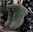 Мужские водонепроницаемые ботинки идельная обувь для армии высокая защита и комфорт долговечность Олива 45 размер (Alop) - изображение 6