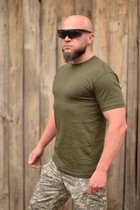 Тактична чоловіча футболка 50 розмір L військова армійська бавовняна футболка колір олива хакі для ЗСУ 26-105 - зображення 3