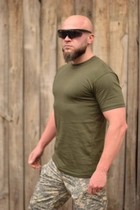 Тактична чоловіча футболка 60 розмір 5XL військова армійська бавовняна футболка колір олива хакі для ЗСУ 26-104 - зображення 3