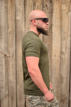 Тактична чоловіча футболка 50 розмір L військова армійська бавовняна футболка колір олива хакі для ЗСУ 26-105 - зображення 4