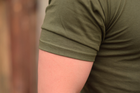 Тактична чоловіча футболка 54 розмір XXL військова армійська бавовняна футболка колір олива хакі для ЗСУ 26-106 - зображення 7