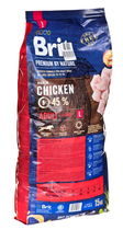 Sucha karma dla dorosłych psów dużych ras Brit Premium Adult L o smaku kurczaka 15 kg (8595602526468) - obraz 1
