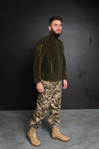 Кофта флисовая мужская военная тактическая с липучками под шевроны ВСУ (ЗСУ) Турция 7343 L хаки - изображение 3