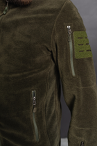 Кофта флисовая мужская военная тактическая с липучками под шевроны ВСУ (ЗСУ) Турция 7345 XXL хаки - изображение 6