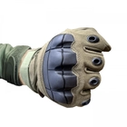 Тактичні рукавички штурмові повнопалі військові колір олива з ударними накладками розмір L - изображение 2
