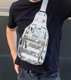 Нагрудная сумка рюкзак тактическая военная Darvoz 38х19.5х11 см Пиксель Серая - изображение 2