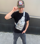 Нагрудна сумка рюкзак тактична військова Darvoz 38х19.5х11 см Піксель Сіра - зображення 3