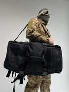 Дорожная рюкзак-сумка тактическая военная большая Чёрная - изображение 3
