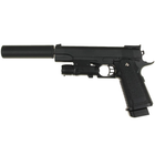 Страйкбольний дитячий пістолет на кульках Galaxy Colt M1911 Hi-Capa іграшкова зброя з глушником та прицілом - зображення 5