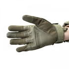 Тактичні рукавички штурмові повнопалі військові колір олива з ударними накладками розмір XL - изображение 4