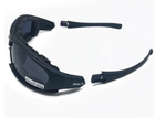 Тактические очки с поляризацией DAISY X7 чёрные, очки для военных, 4 комплекта сменных линз 1.5 мм, в футляре с карабином - изображение 3