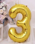 Повітряна фольгована куля цифра 3 золото 76 см 32" індивідуальна упаковка