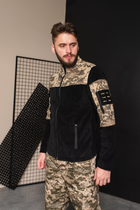 Кофта флисовая мужская военная тактическая с липучками под шевроны ВСУ (ЗСУ) Пиксель 8032 50 размер черная - изображение 5