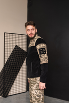 Кофта флисовая мужская военная тактическая с липучками под шевроны ВСУ (ЗСУ) Пиксель 8032 50 размер черная - изображение 6