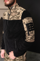 Кофта флисовая мужская военная тактическая с липучками под шевроны ВСУ (ЗСУ) Пиксель 8031 48 размер черная - изображение 3