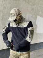 Кофта флисовая мужская военная тактическая с липучками под шевроны ВСУ (ЗСУ) Мультикам 8043 48 размер черная - изображение 5