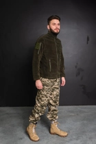 Кофта флисовая мужская военная тактическая с липучками под шевроны ВСУ (ЗСУ) Турция 7344 XL хаки - изображение 3