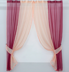 Комплект кухонних штор VR-Textil № 017к з підв'язками на карниз 1 - 1.5 м 265х170 см Бордовий з персиковим (50-014)