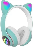 Наушники Bluetooth MDR CAT ear VZV-23M 7805 с подсветкой, мятные
