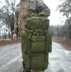 Тактический армейский рюкзак Camo Oliva на 70л мужской с дождевиком Олива + Мужские кварцевые часы - изображение 3