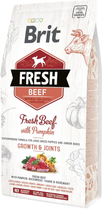 Сухой корм Brit Fresh Growth & Joints для щенков и юниоров крупных пород собак с говядиной и тыквой