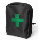 Тактична аптечка підвісна військова з тканини Чорна із зеленою нашивкою - зображення 2