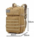 Рюкзак сумка на плечі 45 л Койот із двома широкими лямками ручкою для перенесення базою для модульної системи Molle для виживання мілітарі кемпінгу риболовлі - зображення 7