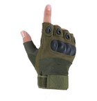 Рукавички без пальців, тактичні рукавички без пальців (пара), розмір М, колір зелений - зображення 3