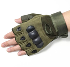 Рукавички без пальців, тактичні рукавички без пальців (пара), розмір М, колір зелений - зображення 7