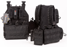 Плитоноска-тактический быстросъемный военный жилет разгрузка ТМ MULTICAM X350 цвет черный, 5 подсумков, 3 вставки в карманы, защита 360, MOLLE, Cordura 1000D, регулируемый размер - изображение 4