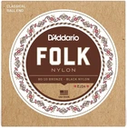 Струны для классической гитары D'Addario EJ34 FOLK NYLON 80/20 Bronze Ball End Black Treble