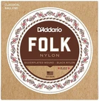 Струны для классической гитары D'Addario EJ32 FOLK NYLON Ball End Silver Wound / Black Treble