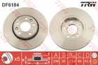 Диск гальмівний RENAULT LAGUNA 2.0 07-,GRAND SCENIC 1.2-2.0 09-,MEGANE III 09-передн. (вир-во TRW) TRW (DF6184)
