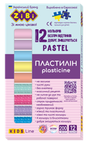 Пластилін 12кольорів ZB.6240 PASTEL 200г (8 пастель + 4 глітери) KIDS Li (1/24) ZiBi