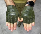 Перчатки тактические Беспальцевые Yakeda, цвет Олива, размер XL - изображение 4