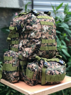 Рюкзак з підсумками Armory Tactics-Green Jungle армійський, військовий, 55л, стропи MOLLE, для ЗСУ - зображення 7