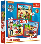 Пазли Trefl 3 в 1 - Цуценячий патруль. Веселі цуценята / Viacom PAW Patrol, 20, 36, 50 елементів (34867)