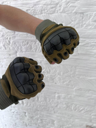 Тактичні рукавички Oakley армійські військові з відкритими пальцями та кісточками Khaki/М - зображення 3