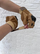 Тактичні рукавички Oakley армійські військові з відкритими пальцями та кісточками Beige /M - зображення 4