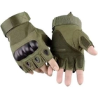 Тактичні рукавички без пальців Армійські безпальні військові тактичні рукавички Розмір L Зелені (Олива) - зображення 2