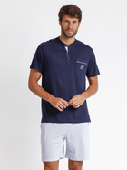 Піжама (футболка + шорти) чоловіча бавовняна Admas Classic 60252 XL Блакитна (8433623655968) - зображення 1