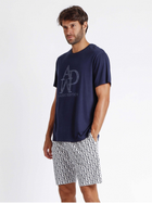 Піжама (футболка + шорти) чоловіча бавовняна Admas Classic 60254 XL Темно-синя (8433623657436) - зображення 3