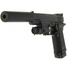 Страйкбольний пістолет Colt M1911 Hi-Capa Galaxy G6A з глушником та прицілом метал чорний - изображение 1