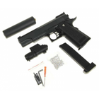 Страйкбольний пістолет Colt M1911 Hi-Capa Galaxy G6A з глушником та прицілом метал чорний - изображение 3