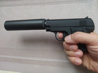 Детский страйкбольный Пистолет с глушителем COLT25 Galaxy G1A металл, пластик стреляет пульками 6 мм Черный - изображение 2