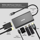 USB Hub Unitek uHUB O8+ 8-in-1 USB-C Ethernet Hub with Dual Monitor, 100W Power Delivery and Card Reader (D1019A) - obraz 4