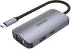 USB Hub Unitek uHUB P5 Trio 5-in-1 USB-C Hub with MST Triple Monitor and 100W Power Delivery (D1051A) - obraz 1