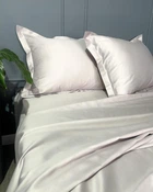 Постельное бельё Premium MLS сатин Двуспальный комплект 180*220/70*70 светлый жемчужный