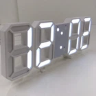 Настольные часы VST-1089 от USB + будильник Белые с белой LED подсветкой